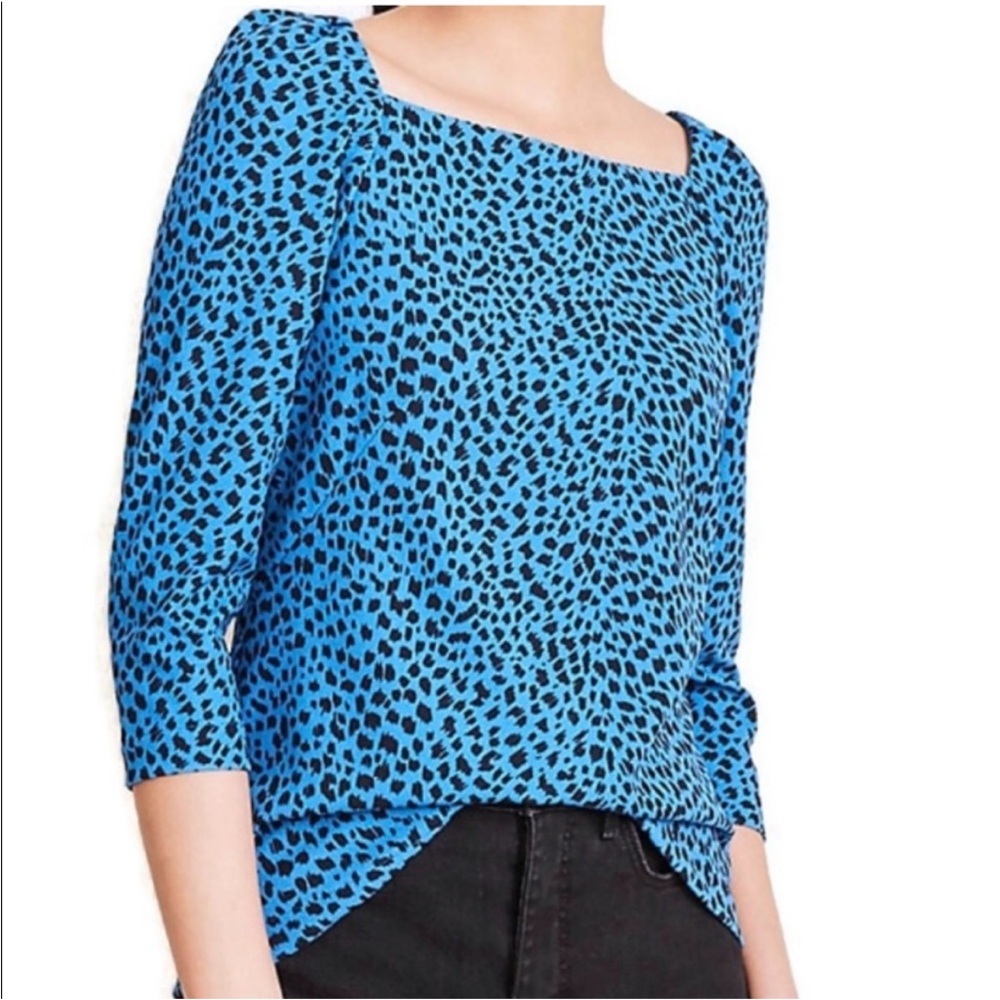 Ann Taylor Blue & Black Leopard Print Top